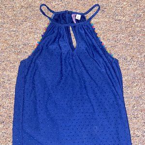 Francesca's Blue Polka Dot Blouse